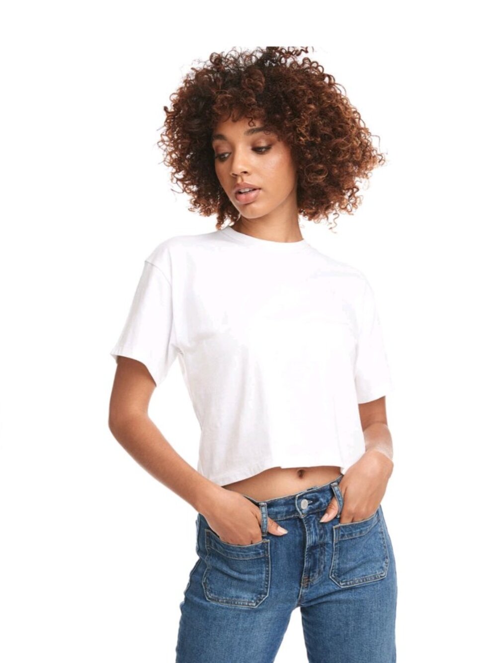 Classic white Next level apparel women's ideal crew neck t shirt crop top